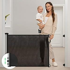 Momcozy Retractable Mesh Baby Gate or Dog Gate
41" Tall,Extends up to 71" Wide, Child Safety Gate for Doorways, Stairs, Hallways, Indoor/Outdoor, Black