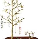 MORE&LESS Branch Jewelry Rack with deer, for Ring Earrings Necklace Bracelet,Suitable for living rooms, bathrooms,offices,etc.