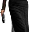 Women's Tie Dye Long Sleeve Maxi Dress Bodycon Ruched Night Out Formal Cocktail Long Dress for Wedding Guest Party (Medium)