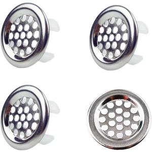 4 Pack Sink Overflow Trim-Ring Stainless Steel Bathroom Kitchen Basin Hole Insert, Honeycomb Round Cap (Silver)