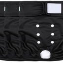 wegreeco Washable Female Dog Diapers Highly Absorbent Reusable Diapers for Dog in Heat Dog Period Diapers, 3 Pack (Black,Medium)