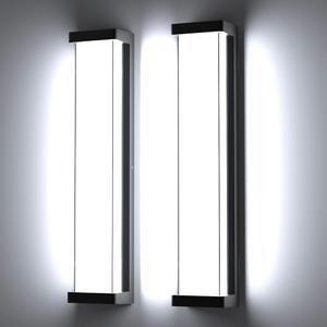 23.6in Outdoor Wall Lights 2Packs,10%-100% Dimming LED Modern Patio Wall Light Fixture, Black Exterior Sconce for Garage Courtyard Commercial House(6000K) (24in Square 2Packs, Cold White 6000k)