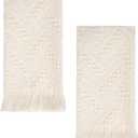 Luxury Decorative Hand Towels Bathroom: 2 Packs 14X30 100% Cotton Turkish Absorbent Soft Face Towel Set for Boho Bathroom Decor Kitchen Hotel Spa Farmhouse Guest Tea Gift (Cream White, 14"x30")