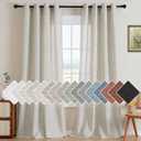 H.VERSAILTEX Living Room Linen Curtains - Semi Sheer, Nickel Grommet, Energy Saving, Light Filtering Window Treatments - Pale Oak, 2 Panels, 52 x 84 Inch