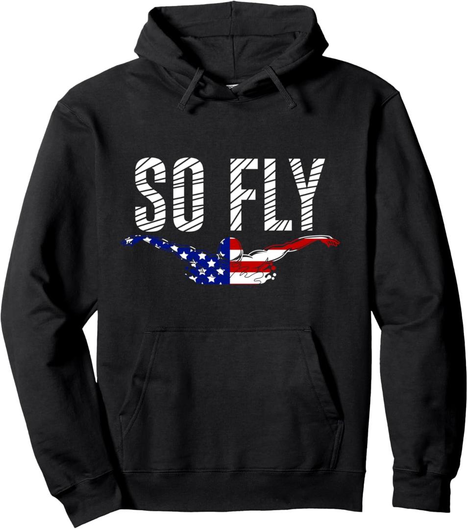 So Fly USA Swimming Team Sports Athlete US Swim Aquatic Pullover Hoodie