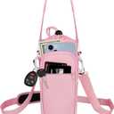 Water Bottle Holder with Strap, Water Bottle Carrier Bag with Phone Pocket, Shoulder Hand Strap Insulated Neoprene 32/40 oz Water Bottle Sleeve for Walking Hiking Camping Gym