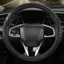 14 inch Steering Wheel Cover Great Grip with 3D Honeycomb Hole, Anti-Slip Sporty Design, Small 13.5-14 inch(All Black)