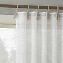 No. 918 Claudia 2-Pack Slub Stripe Linen Texture Rope Tab Semi-Sheer Tie Top Curtain Panel Pair, 50" x 84", White