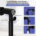 Hair Dryer Stand with 360 Rotating Head, Hands Free, Large Hook,Heavy Duty Base, Adjustable Height, TPU Padded Clip, Aluminum Alloy Holder for Home or Salon (Black)