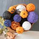 ANDALUCA Large Decorative Halloween Fall Vase Filler Bag with Orbs, Balls (Purple Orange)