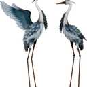 TERESA'S COLLECTIONS Garden Decor Blue Heron Metal Yard Art,38-42" Large Metal Cranes Sculptures & Statues Heron Decoy for Outdoor Indoor Decorations,Outside Patio,Pool, Lawn,Set of 2,Gift for Mom