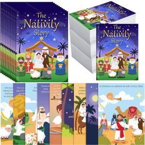 30 Pcs Small Christmas Nativity Story Books Bulk 4.1x5.5 Inch Bible Christian the Nativity Story of Jesus Birth Books Religious Prizes for Party Sunday School Church Bag Filler