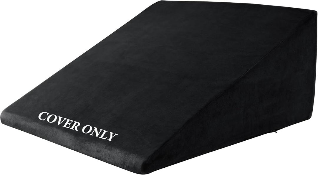HOMBYS Ultra Soft Velvet Bed Wedge Pillow Cover-Super Soft Fleece Pillowcase with Zipper Design, Removable & Machine Washable Pillowcase, (Black, 25"x25"x10.5")