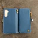 Defencase for Galaxy S25 Plus/S25+ Case Wallet with RFID Blocking Card Holder for Women Men, Elegant Leather Magnetic Snap Flip Strap Zipper Wallet Phone Cases for Samsung Galaxy S25 Plus 6.7", Blue