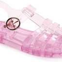 Toddler Sandals Jelly Shoes Girls Unisex Boy Flat Retro Slides Clear Kids Water Slippers Slingback Summer Beach Size 8 Adjustable Buckle Glitter Dress Soft (Pink)