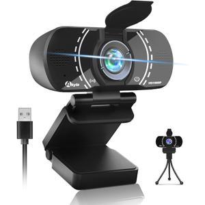 Akyta Webcam for PC, 1080P Webcam with Microphone/Tripod/Privacy Cover/Wide Angle 110, Plug & Play USB Web Camera for Desktop Computer PC Laptop Mac Video Calling/Streaming/Zoom Conference