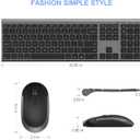 Wireless Keyboard and Mouse, Vssoplor Rechargeable Quiet Full-Size Keyboard and Mouse Combo Set Ultra Slim Design for Laptop, PC, Notebook, Desktop-Dark Gray