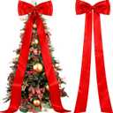 Extra Large Christmas Tree Topper Bow 11828" Double Layer Christmas Bow Giant Satin Bow with Long Streamers Huge Oversized Topper Decor for Xmas Tree Home Wreath Door Holiday Party Wall (Red)