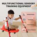 Large Scooter Board for Kids, Plastic Floor Scooter Board with Handles and Buckle, Gym Scooters for Indoor Outdoor Sports,Sensory Training