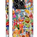 Compatible with iPhone 16 Pro Case - Dual-Layer Protection, Hard Shell with Silicone Interior,Slim Scratch Resistant Shockproof for Woman Men - European Summer Vacation Collage