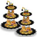 NatNarr 2 Pack Construction Cupcake Stand Construction Party Decorations 3 Tier Construction Cupcake Holder Dessert Stand for Boys Kids Baby Shower Birthday Party Supplies