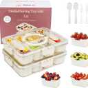 Snackle Box with Lid and Handle  Divided Snack Tray Organizer, Snack Organizer with Spoon & Fork for Travel, Charcuterie, Candy, Parties & Meal Prep