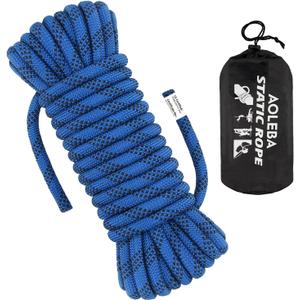 AOLEBA 10.5 mm Static Climbing Rope 10M(32ft) 20M(64ft) 30M(96ft) 50M(160ft) 70M(230ft) Outdoor Rock Climbing Rope, Escape Rope Ice Climbing Equipment Fire Rescue Parachute Rope (Blue)