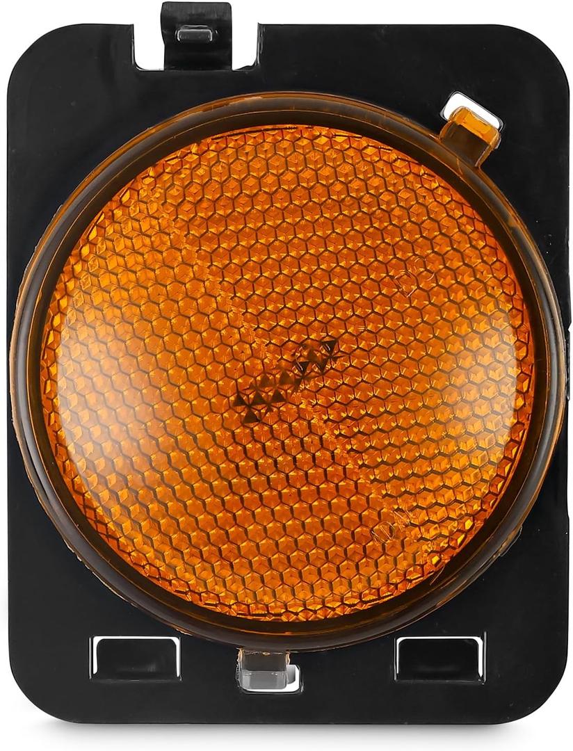 Amber Yellow Front Fender Side Marker Light Assembly Amber Lens Compatible with Jeep Compatible with Wrangler, Comes w/Halogen Lamp Bulb, Left