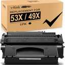 V4INK High Yield Compatible 49X 53X Toner Cartridge Replacement for HP 53X Q7553X 49X Q5949X for use in HP LaserJet P2015dn P2015 P2015d 1320 1320n 3390 3392 M2727nf P2014 P2010 Printer (Black,1 Pack)