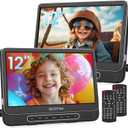 WONNIE 12" Dual Car DVD Players Portable DVD Players for Car Headrest Play a Same or Two Different Movies with 5-Hour Rechargeable Battery, Mounting Brackets, All Region, Support USB/Sync TV