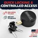 Vehiclex Keyed-Alike Puck Lock Set – Hidden-Shackle Security with Steel Pin – Weather-Resistant Aluminum Body & Brass Core – for Trailers, Sheds & Gates – 3 Pack, Black