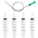 4pcs 20ml Plastic Syringes with 1pc 13inch Plastic Tubing, Syringe for Liquid in Scientific Lab, Pet Feeding, Glue Syringe for Craft Making, Epoxy Resin, Lubricant, Lip Gloss Filling and Supplies