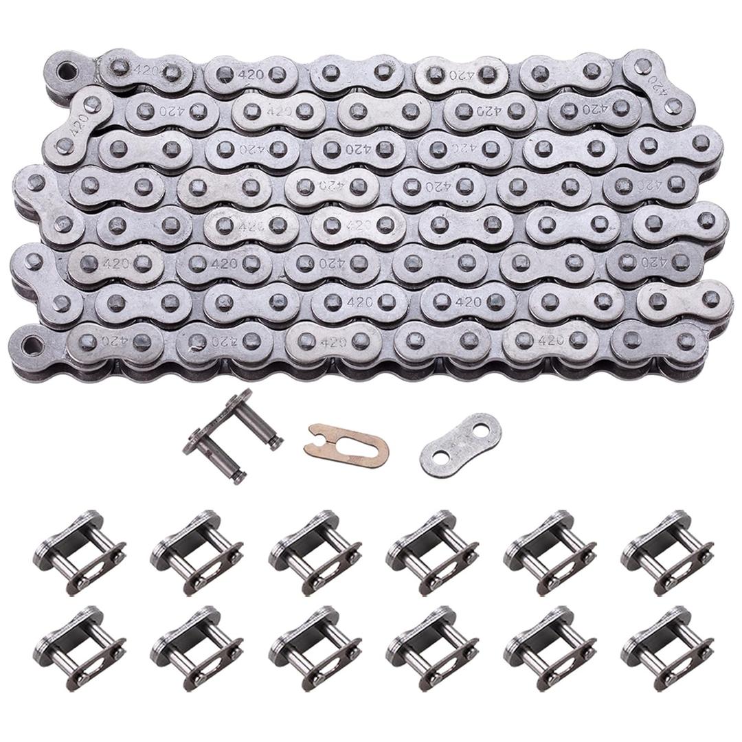 Heavy-Duty 420 Drive Chain - 120 Links for Various 50cc 70cc 90cc 110cc 125cc150cc ATVs, Quads, Go-Karts & Mini Bikes