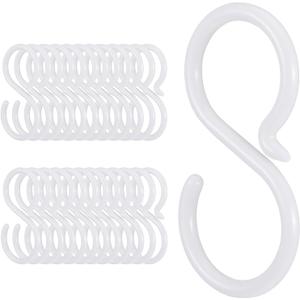 24pcs Quiet Plastic S Hooks for Hanging, Multi-Purpose Abs Hooks for Closet, Shower Rod, Plant, Pot and Pan, Coffee Mug, Easy Twist & Rust-Free Holds Hook Outdoor Lights - White (2.4  1.22 In)