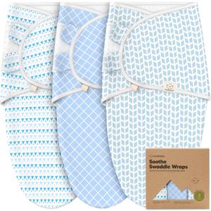 3-Pack Organic Baby Swaddle Sleep Sacks - Swaddles for Newborns, Infant 0-3 Months, Baby Girls, Boys, Soft & Snug Newborn Sleep Sack, Nursery Swaddling Blankets (Storm) (One Size)
