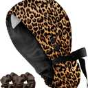 Plifal 100% Cotton Scrub Cap with Buttons-Nurse Cap with Sweatband for Women, Adjustable Working Hat,Satin Lined or Unlined (One Size)