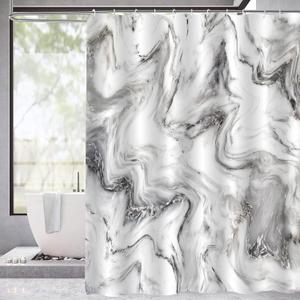 MitoVilla Grey Marble Shower Curtain Set, Abstract Modern Shower Curtain for Bathroom Decor, Luxury Standard Shower Curtain for Bathtub, Waterproof Washable Fabric Shower Curtain, 72 x 72