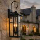 MIDLMJCOI Outdoor Wall Sconce Porch Lights Fixture Exterior | Black, 24.6” Large Outside Wall Lantern, Clear Glass, Water Proof House,Garage, Patio Lighting,1 Pack