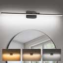 LED Bathroom Vanity Light, Modern Bathroom Light Fixture Over Mirror (3000K/4000K/6000K, Dimmable), Vanity Light Bar with Angle Adjustable, 48 Inch, Black