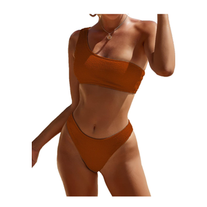YIMISAN Women's Ribbed Bikini Sets One Shoulder Top with Mid Waist Two Piece Bathing Suit S YIMISAN Women's Ribbed Bikini Sets One Shoulder Top with Mid Waist Two Piece Bathing Suit S