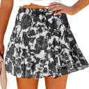 Womens Summer Flowy Shorts Casual Boho Floral Skorts Ruffle Mini Skirts Running Tennis Chiffon Butterfly Shorts (XS)