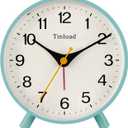 4.5" Antique Retro Analog Alarm Clock, Small Silent Bedside Desk Clock with Manual Light, Battery Operated, Snooze, for Living Room, Bedroom, Bedside(Green)