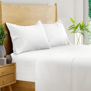 Bampure Viscose from Bamboo Queen Size Sheets - 4 Pc Set - Ultra Soft Cooling Queen Sheets for Hot Sleepers - Oeko-Tex Certified - Deep Pockets (White)