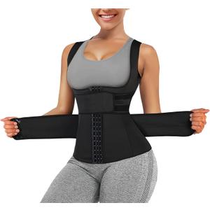 Eleady Waist Trainer Vest for Women Corset Trimmer Belt Slimming Body Shaper Tummy Control Cincher Workout Girdle (Black, X-Large)