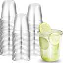 50 PCs Clear Round Bottom Plastic Cups,Disposable Stemless Wine Glasses, Iced Coffee Cups for Cold Drinks, Juice, Boba Tea,Smoothie, Milkshake,Baby Shower Cups for Parties, Weddings(12 Oz)