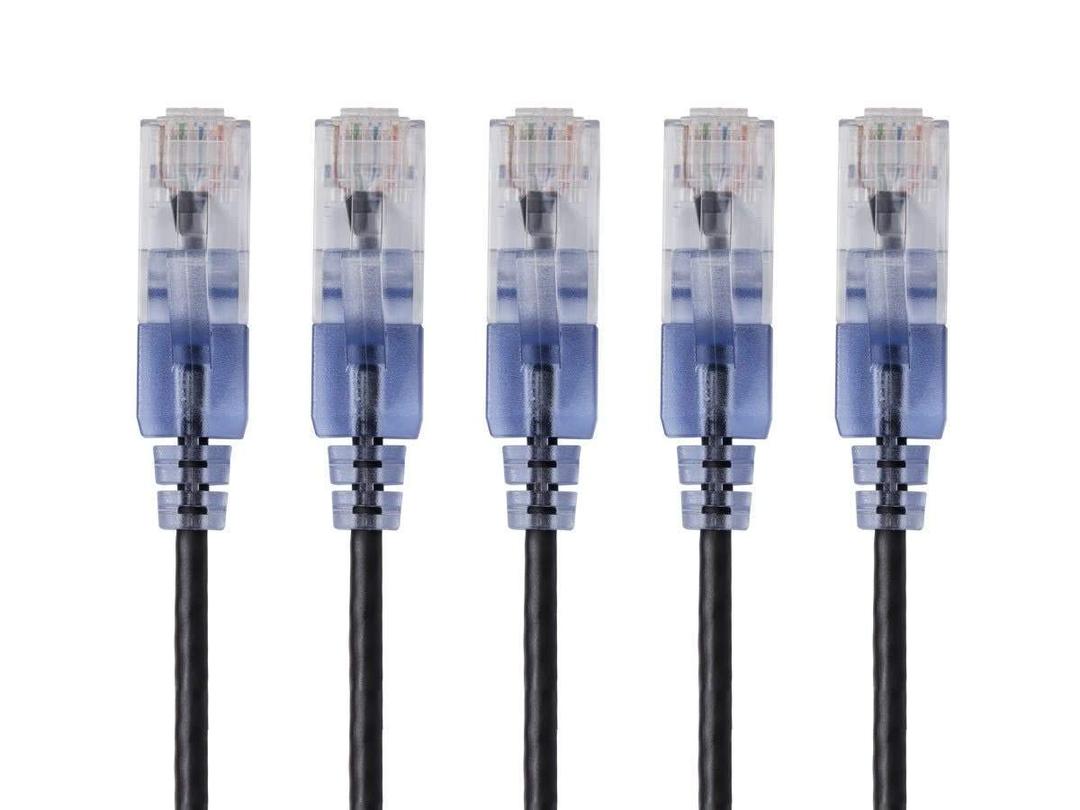 Monoprice Cat6A 20ft White 5-Pk Patch Cable UTP 30AWG 10G Pure Bare Copper Snagless RJ45 SlimRun Series Ethernet Cable (20 Feet)