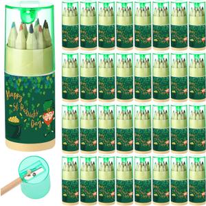 Fumete 32 Pack St Patrick's Day Mini Colored Pencils Bulk Coloring Pencil with Sharpener in Tube Drawing Colored Pencils for Kids Sketching Pencils School Supplies for Kids Adults Artists Gifts