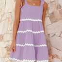 ZESICA Women's Summer Swing Mini Dress Casual Spaghetti Straps Sleeveless Smocked Backless Flowy A Line Sundress (Purple, M)