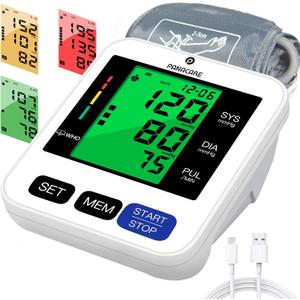 Trustown Blood Pressure Monitor Upper Arm Automatic Digital BP Machine Wide Cuff (8.7'' 16.5'') 2x99 Reading Memory Large LCD Screen 3 Color Backlight Talking Function for Home Use