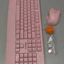 MEETION Wireless Keyboard and Mouse, Full-Sized Cordless Keyboard with Wrist Rest, 3 DPI Adjustable Mouse, Keyboard and Mouse Set with 2.4GHz USB Receiver, for PC/Computer/Laptop/Windows/Mac, Pink
